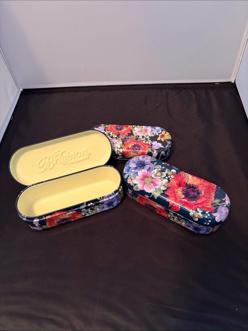 Set of 3- Brighton Floral Hard Shell Glasses Case - Navy Multi